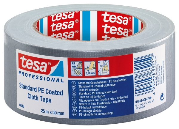 Afbeeldingen van Tesa 4688 ducttape, prof. geel 25m, 50mm