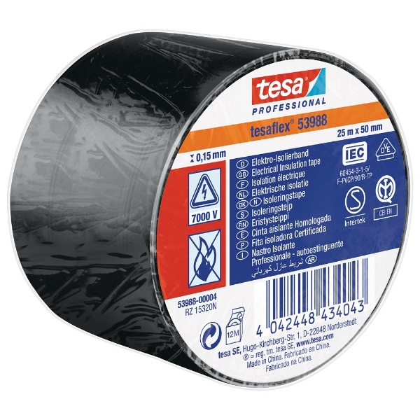 Afbeeldingen van Tesa 53988 isolatietape zwart 25m, 50mm