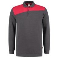 Afbeeldingen van Polosweater Bicolor Naden mt. L DgreyRed
