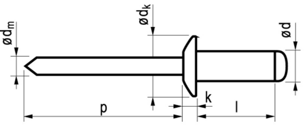 Afbeeldingen van Popnagel cilinderkop 4,8x25 aluminium staal