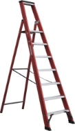Afbeeldingen van Kelfort plateautrap m.beugel 1x7 alu/rood