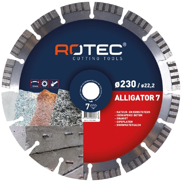 Afbeeldingen van Rotec diamantzaagblad turbo beton 7* 230mm