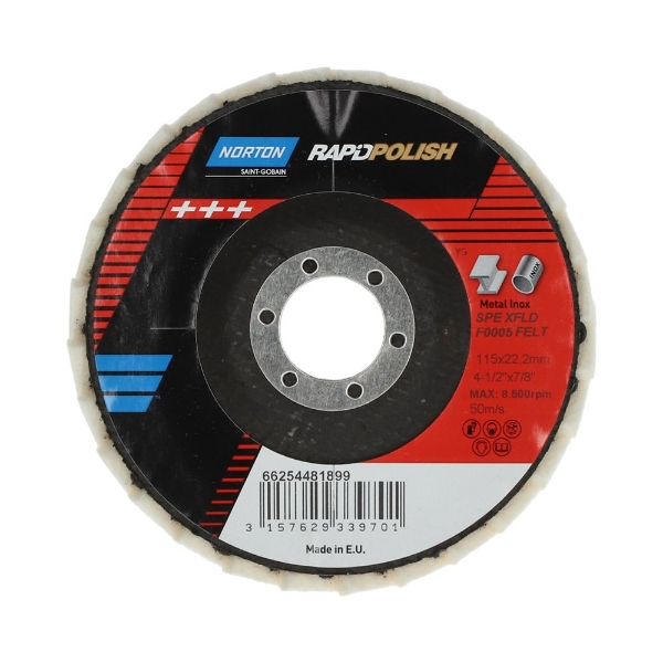 Afbeeldingen van Norton viltschijf 125x22mm rapid polish