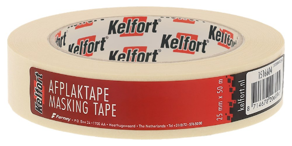 Afbeeldingen van Afplaktape Kelfort Crepe papier 25mm 50meter