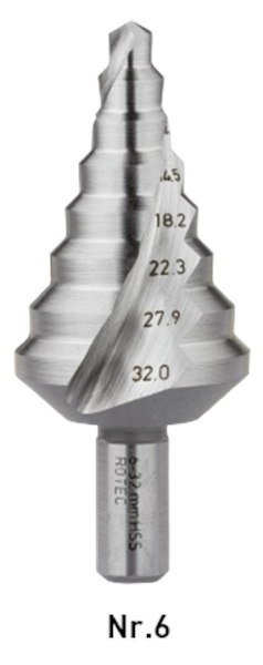 Afbeeldingen van Rotec trappenboor hss nr.6 6-32mm