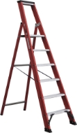 Afbeeldingen van Kelfort plateautrap m.beugel 1x6 alu/rood