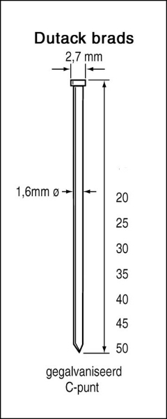 Afbeeldingen van Dutack nagel SKN 16x50 CRVS doos van 2500st