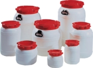 Afbeeldingen van Wijdmonds vat 10ltr. wit/rood