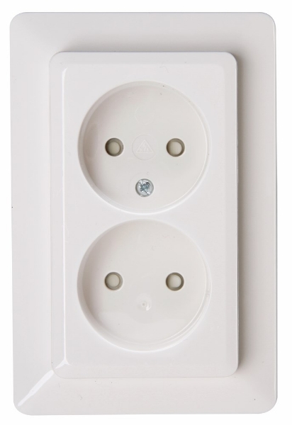 Afbeeldingen van Milano Wandcontactdoos 2V Z/Ra Kv Wit