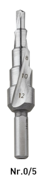 Afbeeldingen van Rotec trappenboor hss nr. 0/5 4-12mm