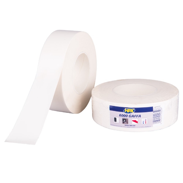 Afbeeldingen van HPX Ducttape Gaffer 6000 wit 25mm x 50m.