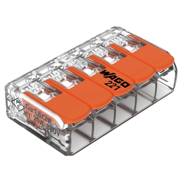 Afbeeldingen van Wago verbindingsklem 5x4mm2 transparant