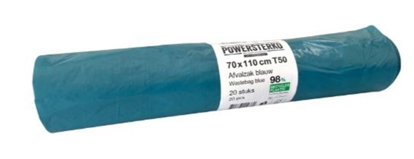 Afbeeldingen van Afvalzak 70x110cm 50mu blauw rol a 25 zak.