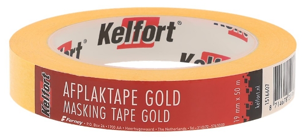 Afbeeldingen van Kelfort afplaktape Gold 19mm 50m