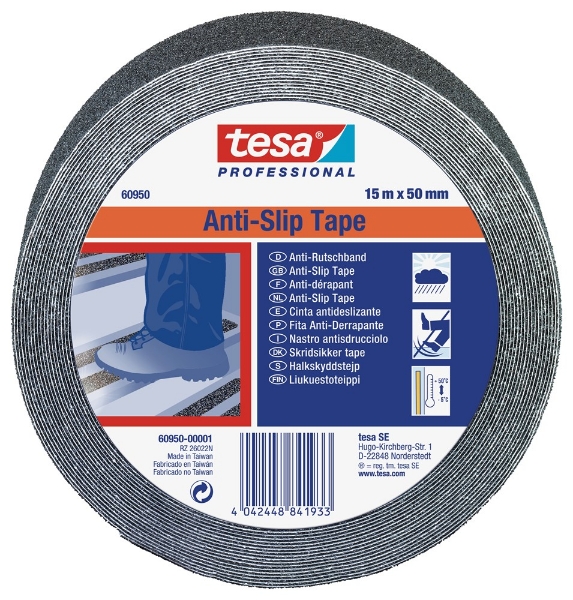 Afbeeldingen van Tesa 60950 antislip-tape zwart 15m, 25mm