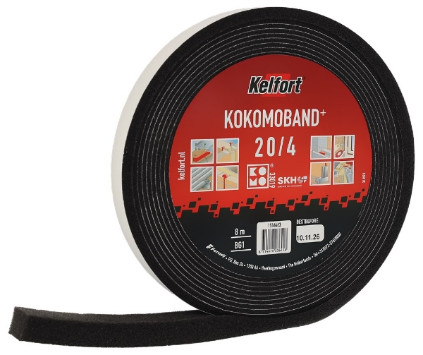 Afbeeldingen van Kelfort kokomoband zwart 8mtr 20x4mm