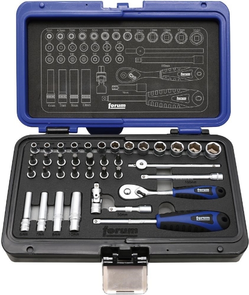 Afbeeldingen van For dopsleutelset 1/4" kunstst.koffer 36delig