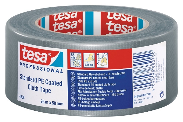 Afbeeldingen van Tesa 4688 ducttape, prof. grijs 50m, 50mm