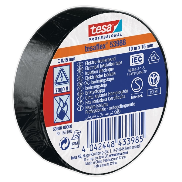 Afbeeldingen van Tesa 53988 isolatietape zwart 10m, 15mm