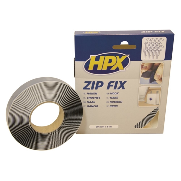 Afbeeldingen van Zip fix klittenband (haak) - zwart 20m