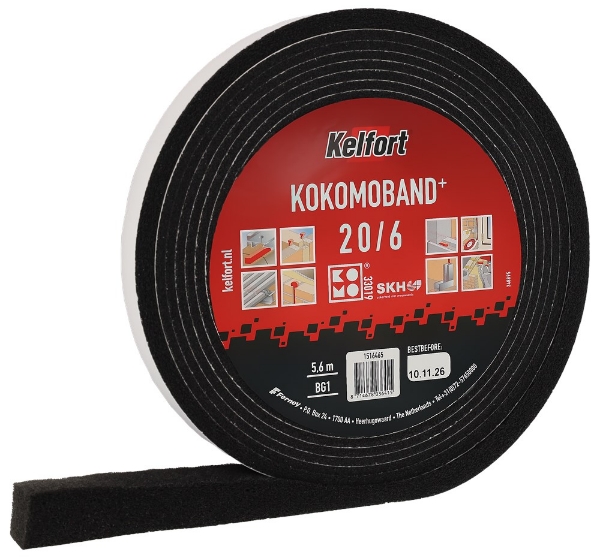 Afbeeldingen van Kelfort kokomoband zwart 4mtr 20x6mm