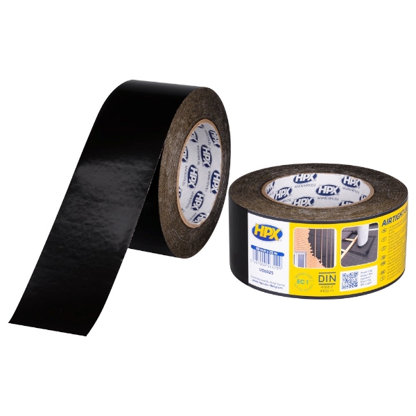 Afbeeldingen van UV-bestendige PE tape - zwart 60mm x 25mUS602