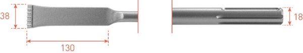 Afbeeldingen van Rotec SDS-max HM-tandbeitel, 38x280