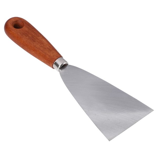 Afbeeldingen van Plamuurmes 70mm Duits model met houten greep