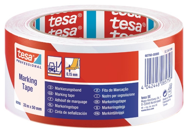 Afbeeldingen van Markeringstape 50mmx33mtr. rood/wit