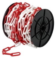 Afbeeldingen van Kunststof ketting 6mm rood/wit per meter