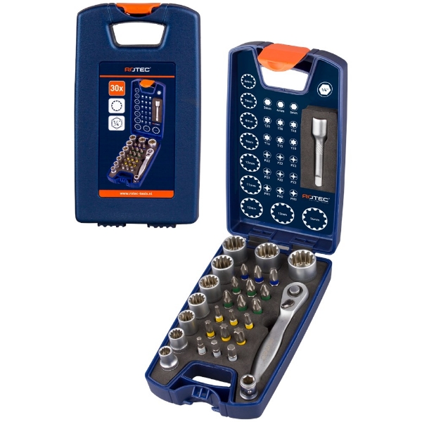 Afbeeldingen van Rotec bit-/dopset 30-delig