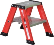 Afbeeldingen van Kelfort dubbele trap z.beugel 2x2 alu/rood