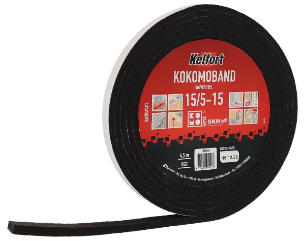Afbeeldingen van Kelfort kokomoband zwart 4.5mtr 15x5mm