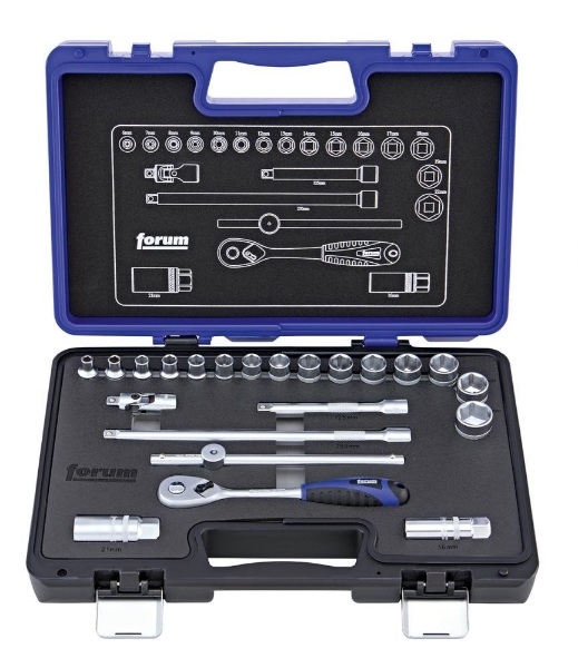 Afbeeldingen van Dopsleutelset 3/8" 22-dlg