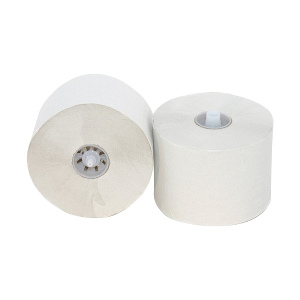 Afbeeldingen van Toiletpapier met dop recy. wit 2-lgs 100mtr